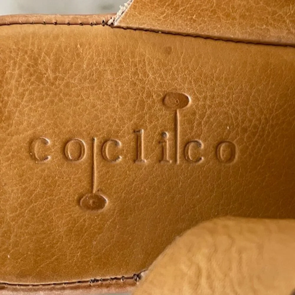 COCLICO Leather Platform Sandals Ankle Leg Wrap Tan Vintage 37